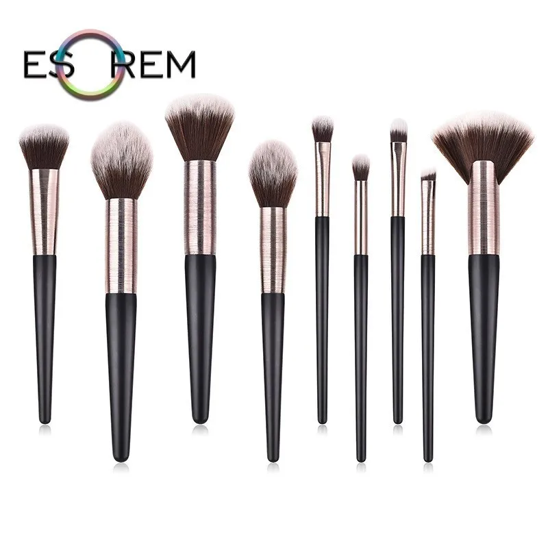 

ESOREM 9 Pcs Wiredrawing Tube Makeup Brushes Synthetic Makeup Brush Cosmetics Tapered Highlight Eyeliner Pincel Maquiagem 070102
