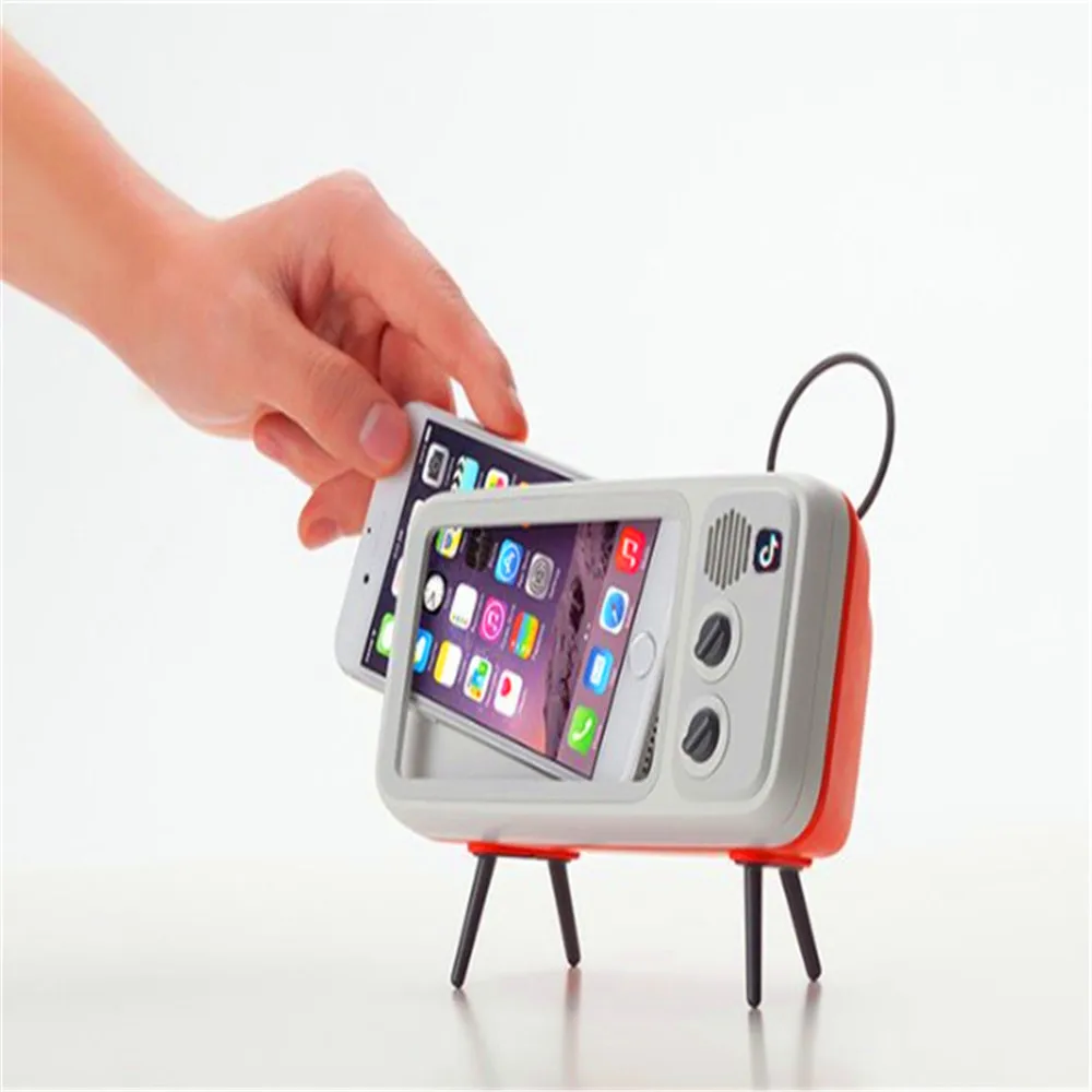 bluetooth retro mobile phone stand novelty speaker hi fi hands free boombox vintage tv set mini portable external speaker