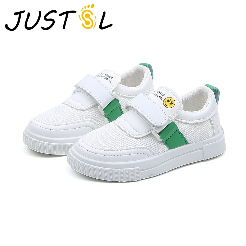 

JUSTSL children's sports shoes boys white sneakers boys girls casual students fashion shoes PU waterproof shoes size 26-36