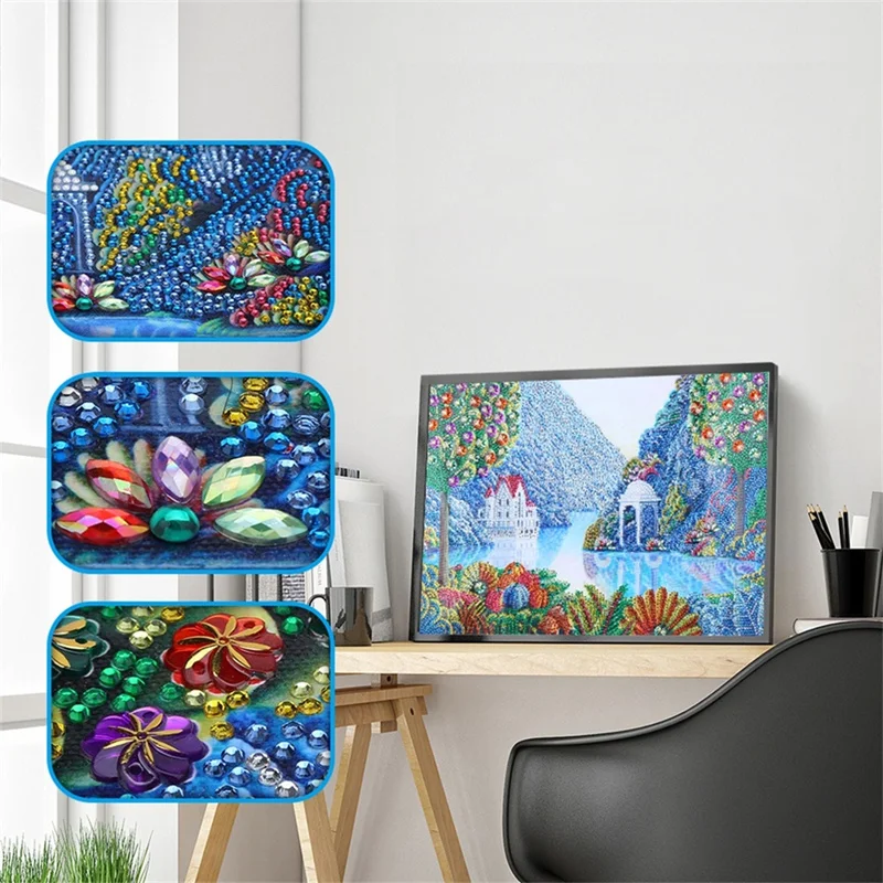

Scenic DIY Special Shaped Diamond Painting 5D Garden Diamond Embroidery Castle River Rhinestones Cross Stitch Kits Home Decor