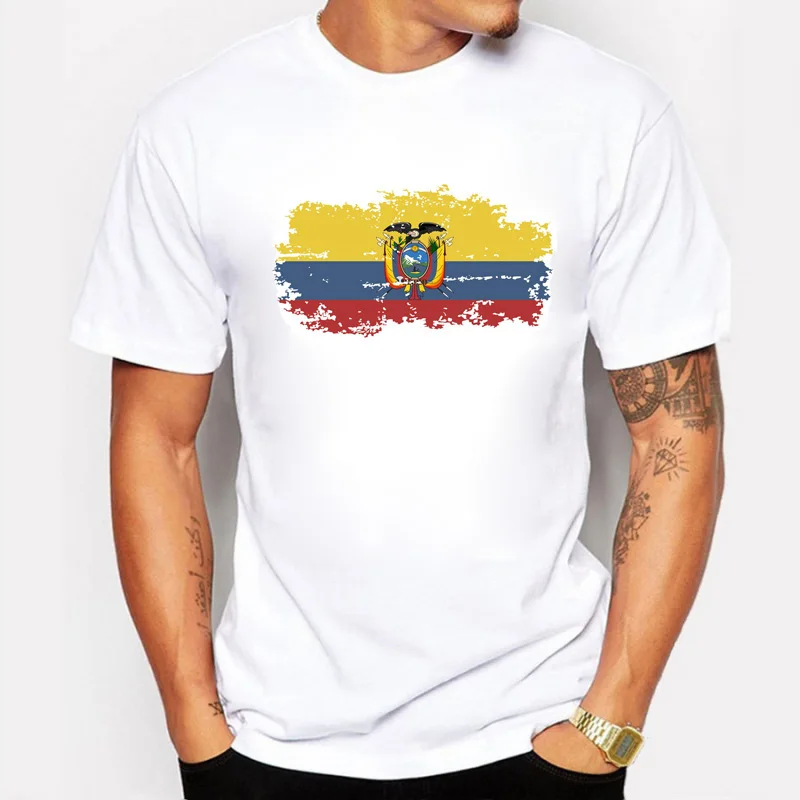 

Ecuador Flag Men T shirt Round collar Fans Nostalgia Ecuador Flag Summer Style Fitness T-shirt Men Clothing Top Tees