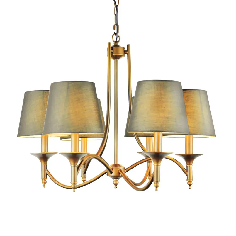 Vintage Home Lighting Chandeliers Indoor Bedroom Light Fixtures Grey Vintage Home Lighting Chandeliers Indoor Bedroom Light Fixtures Grey Green Fabric Lampshade Copper Iron Chandelier E14 110 240v In From Lights