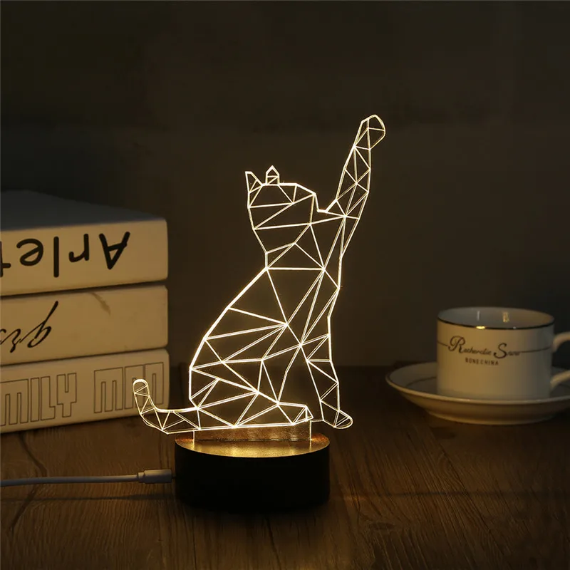 Creative New Cute Cat Design 3D Bedroom Lights LED Night Lamp USB Table
