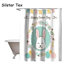

Silstar Tex Happy Easter Waterproof Hanging Decor Polyester Fabric Bute Rabbit Pattern Eco-Friendly Bath Curtain Bathroom Decor