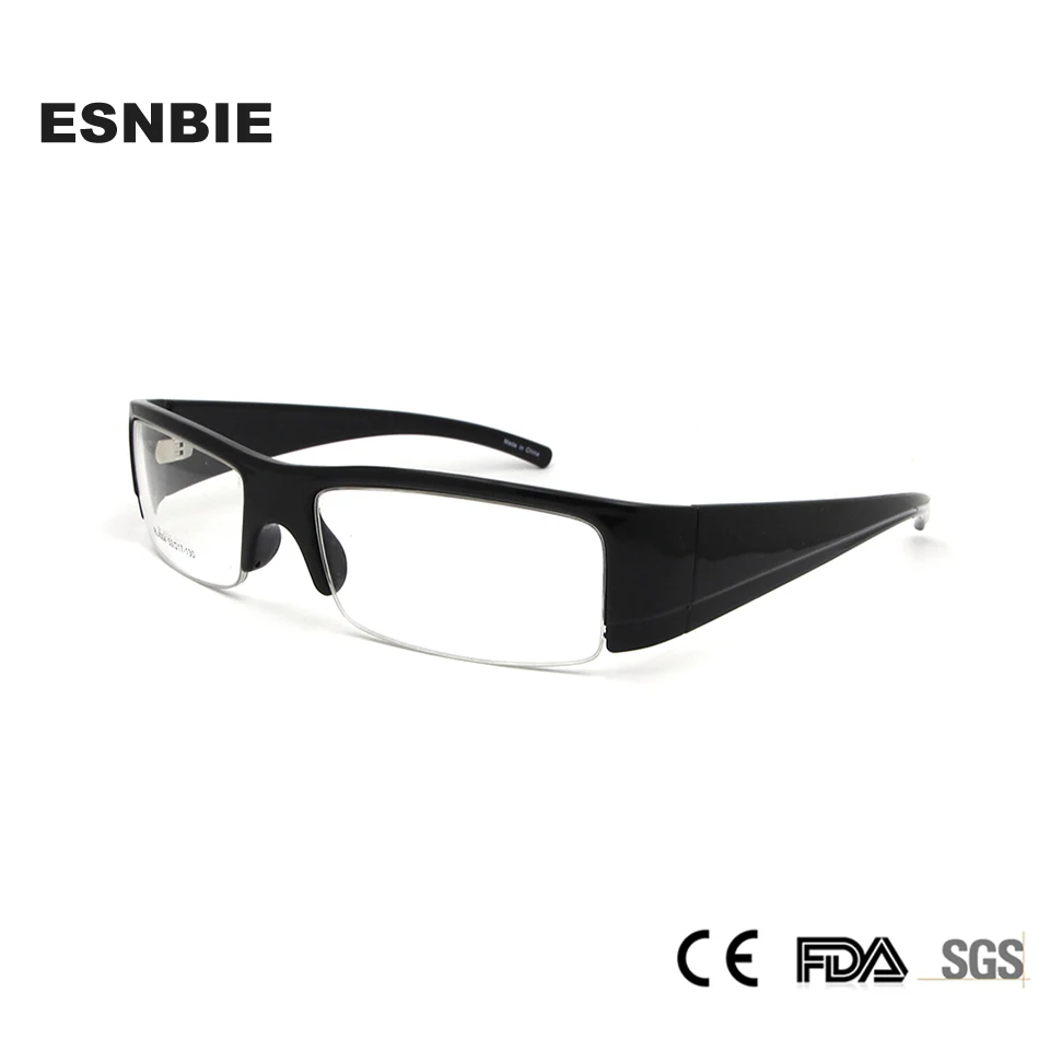 

ESNBIE TR90 Spectacles Frames Male Square Half Frame Glasses Men 6 Base Designs Optical Glasses Black