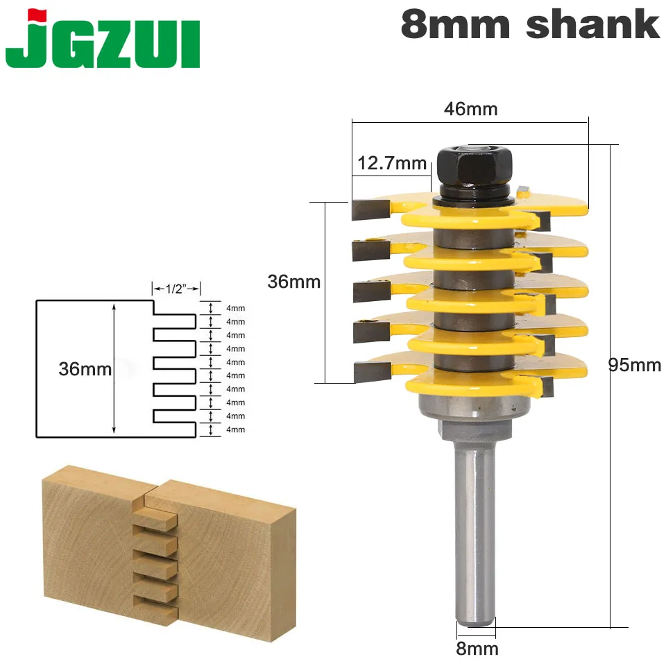 1pc Box Joint font b Router b font Bit Adjustable 5 Blade 3 Flute 8 Shank