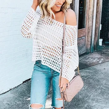 

2019 spring and summer new mesh hollow sweaters