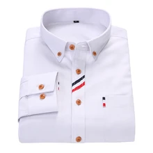 Spring Men’s Long Sleeve Shirt Oxford Spinning High Quality New Business Solid Color Casual Slim Men Dress Shirt Plus Size M-4XL