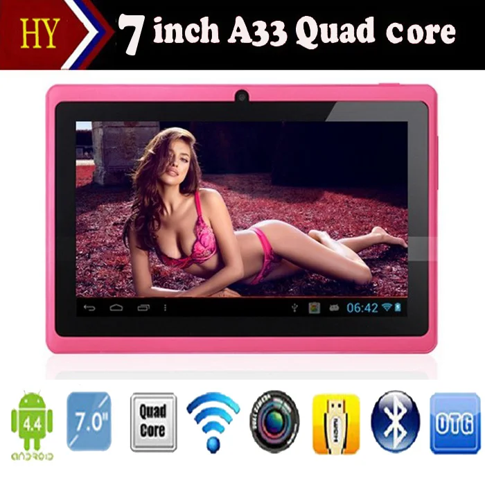 DHL 10 шт./лот 7 дюймов Q88 Allwinner Quad Core A33 Android 4.4 2800 мАч 512 М 8 г я двойной Камера 9 видов цветов Планшеты PC