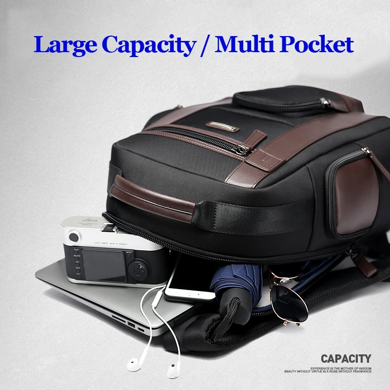 BOPAI nuevo negro Multi bolsillo hombres Mochila de Nylon sólido hombres plástico Mochila bolsas convenientes de carga USB Mochila Mujer