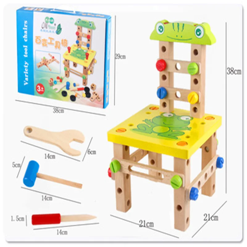 Деревянный стул игрушка многофункциональная разборка гайка игрушка комбинированная сборка модель головоломка игрушки для детей