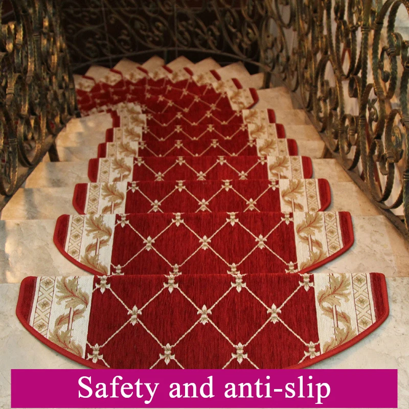 Non-slip Adhesive Stair Carpet Step Stairs Mats Anti-skid Staircase Step Rug Protection Cover for Household Accessory No Install