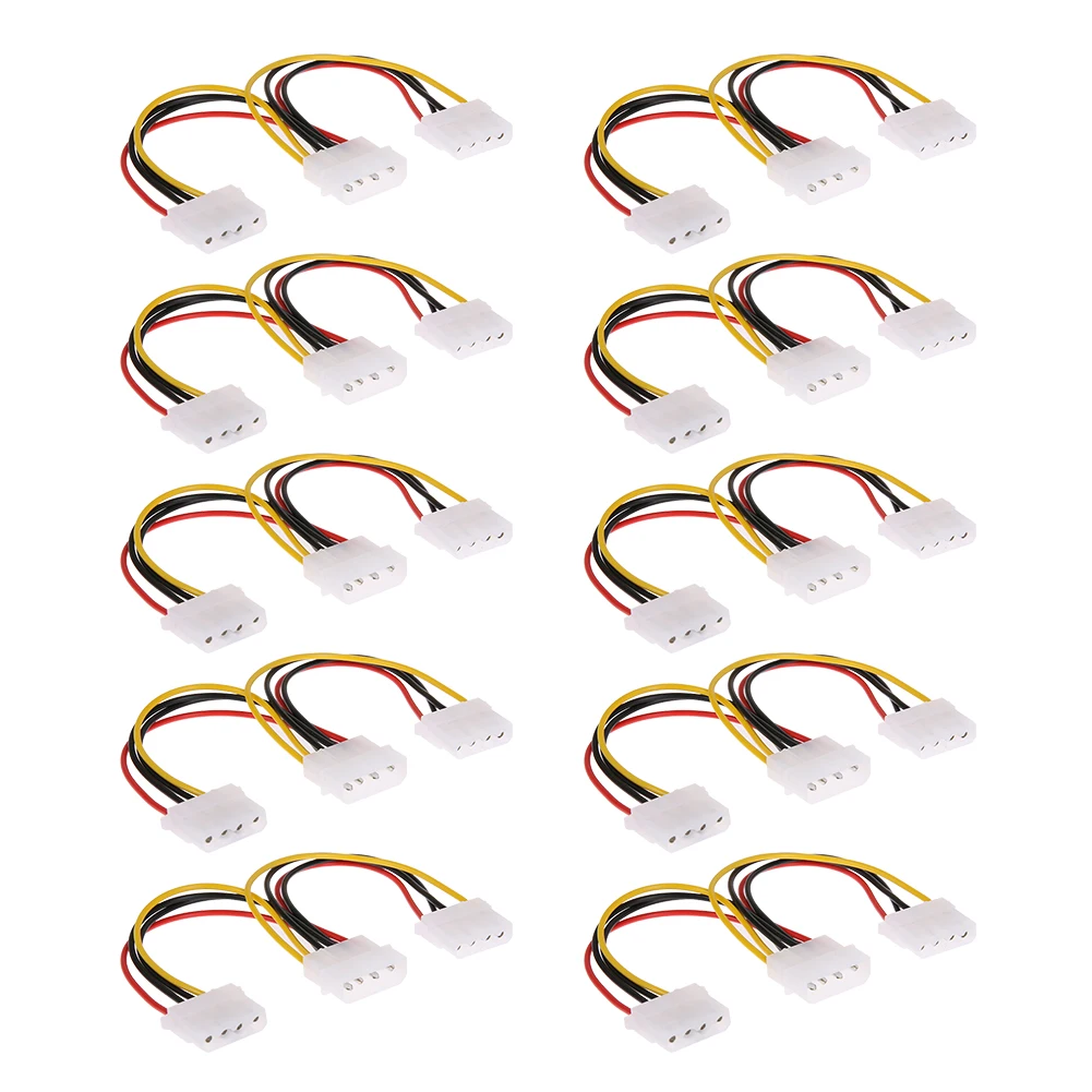 10 шт./лот 4 Pin Molex папа в 2 порта IDE кабель женский источник питания Y сплиттер