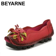 BEYARNE/Большие размеры(34-43), лоферы, удобная женская обувь из натуральной кожи на плоской подошве, Женская Повседневная рабочая обувь для медсестер, женская обувь на плоской подошве