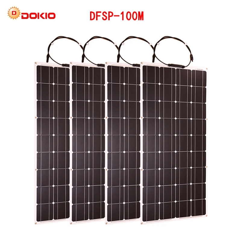 Dokio 4PCS 8PCS Solar Panel 100W Monocrystalline Solar Cell Flexible for Car/Yacht/Steamship 12V 24 Volt 100 Watt Solar Battery