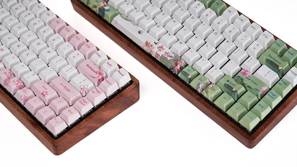  Cherry profile Dye Sub Keycap Set thick PBT plastic lotus pool green white blue colorway for gh60 x