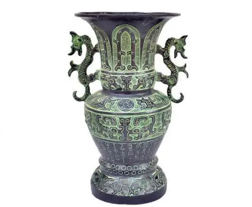 

Chinese Ancient Bronze Fengshui Dragon Beast Statue Bottle Pot Jar Bronze Vase