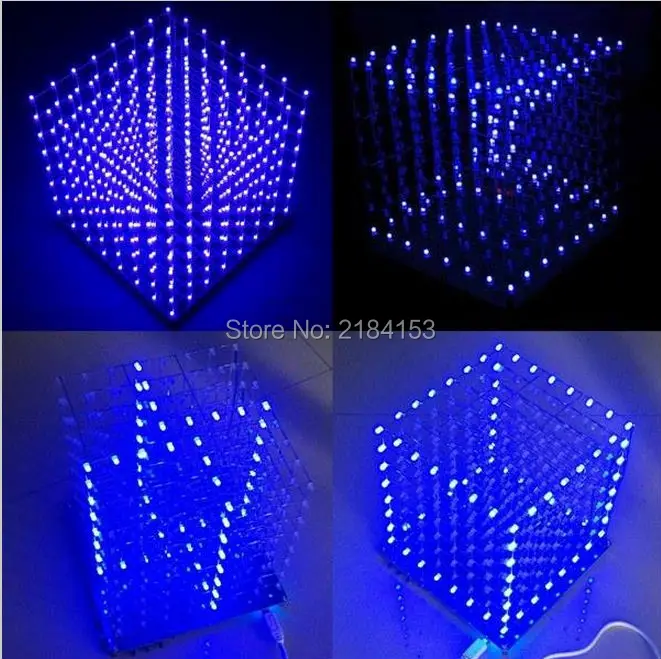 WeiKdez 8x8x8 LED Cube 3D Light Square Blue LED font b Electronic b font DIY Kit