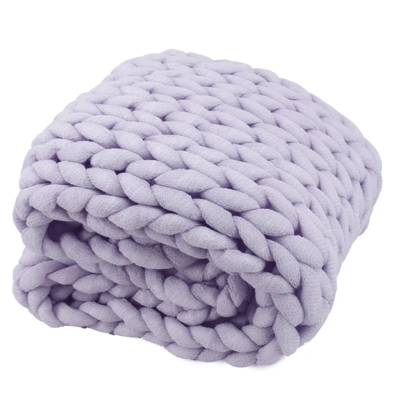 

Autumn Winter Home Decor Mat Rug Elastic Floc Handmade Wool Knit Blanket Hand-woven Bulky Blanket Gift Bed Blanket