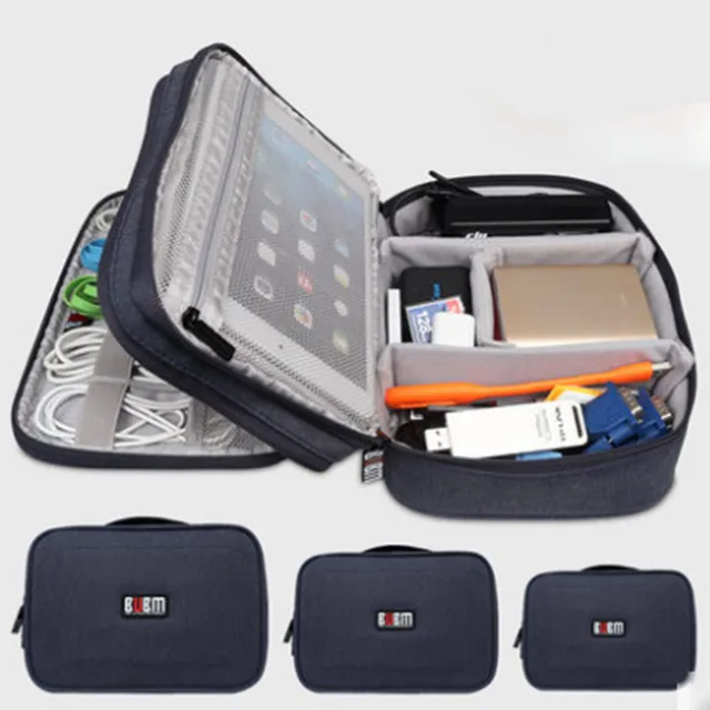 1 pc Travel Digital Double Layer Electronic Accessories Bag Storage Bag