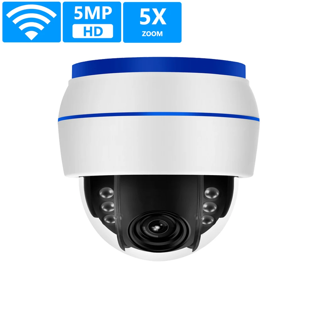 HD 5MP купольная ip-камера Sony335 WiFi PTZ 5X оптический зум CCTV камера видеонаблюдения 128 г sd-карта звук, микрофон Запись Onvif