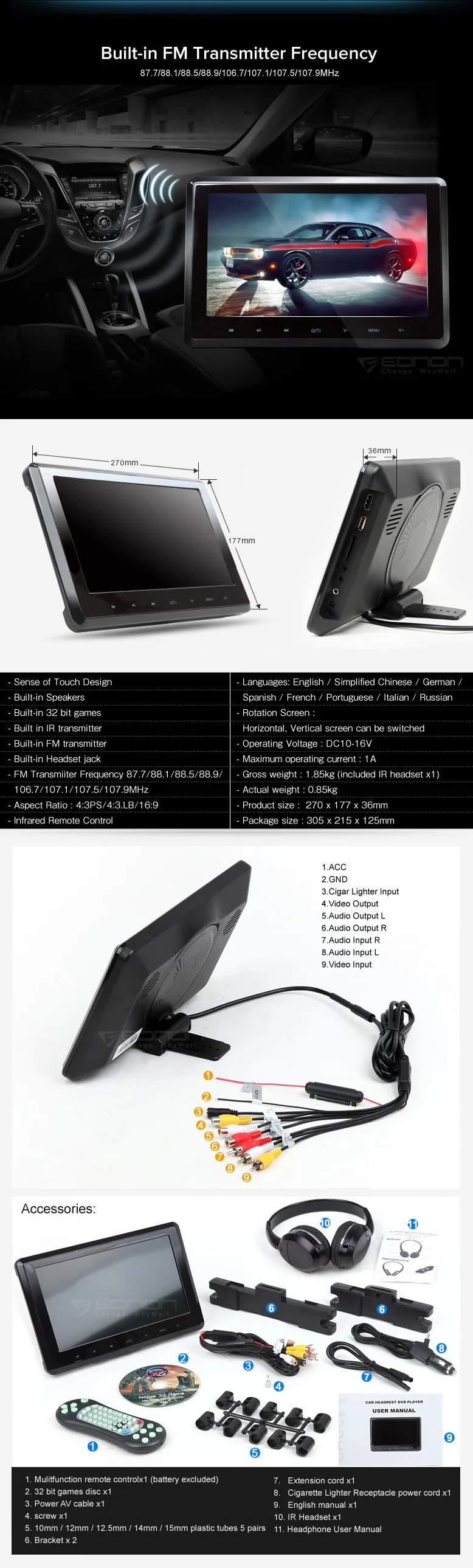 Flash Deal Single 10.1" HD Car Pillow Headrest Digital Monitor DVD Player car Attached Headrest PC with IR headphone Touch Button 1024*600 3 Flash Deal Single 10.1" HD Car Pillow Headrest Digital Monitor DVD Player car Attached Headrest PC with IR headphone Touch Button 1024*600 3