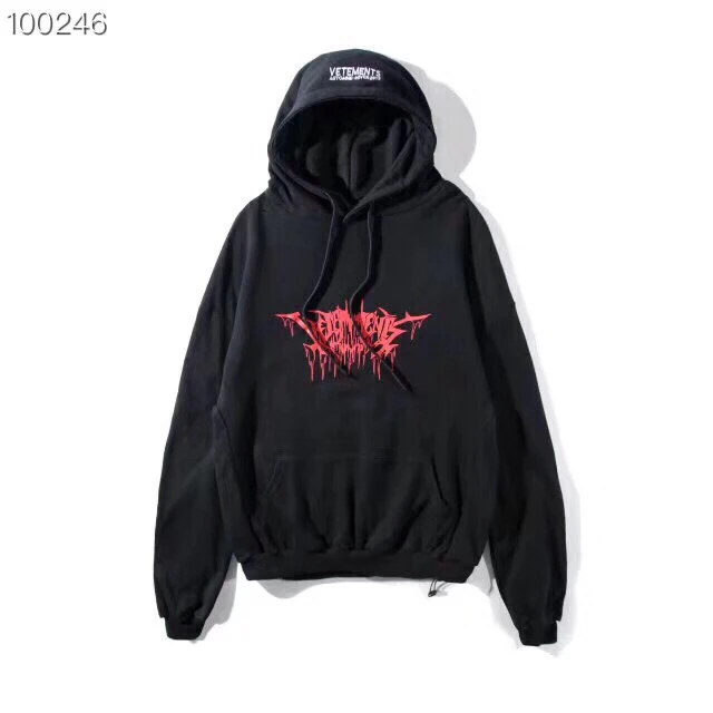 Vetements Готический логотип кепки супер длинные рукава Черная Толстовка для