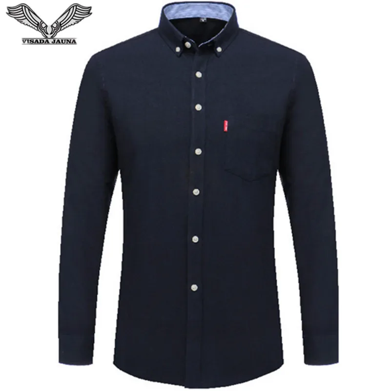 

VISADA JAUNA Men's Business Shirt 2017 Men Shirts Long-sleeved Cotton Dress Slim Solid Social Fitness Camisa Masculina N956