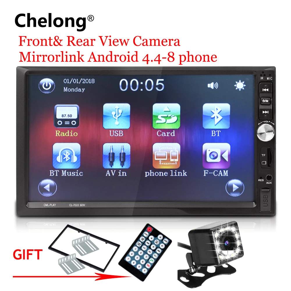 

Car Multimedia player Autoradio 2Din 7" HD Car Radio Audio Stereo Touch Screen auto MP5 Player Bluetooth TF USB FM Camera