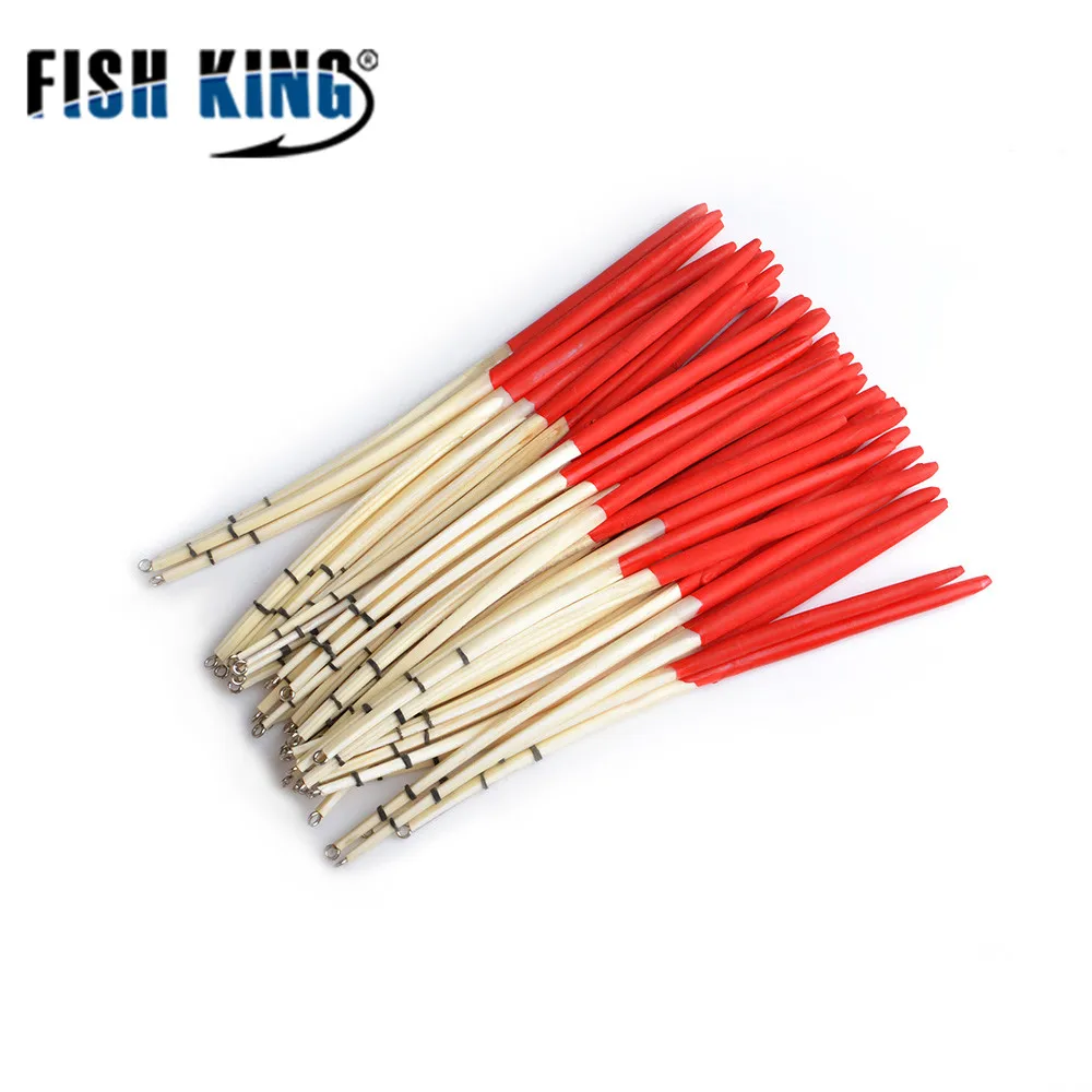 

FISH KING 10pcs/lot 2 colours Peacock Feather Float hard tail type fishing float bobber with rings for fishing
