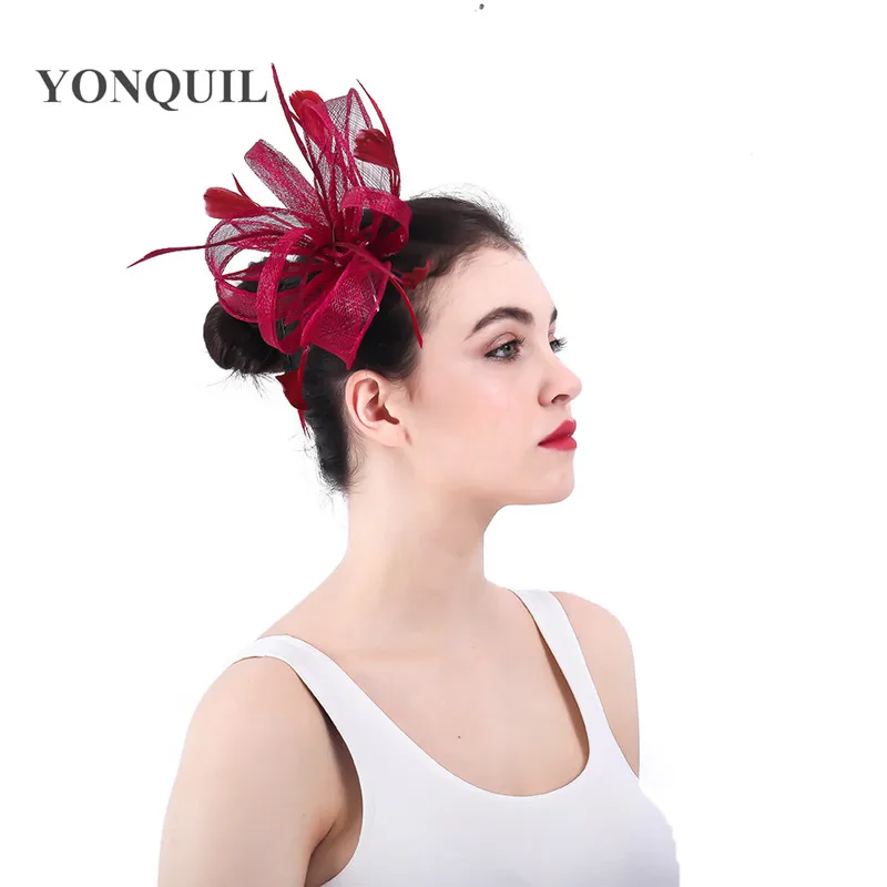 

Women paty loops hats fascinator lady cocktail hair accessories bridal church ladies headpiece party hats race feather headwear