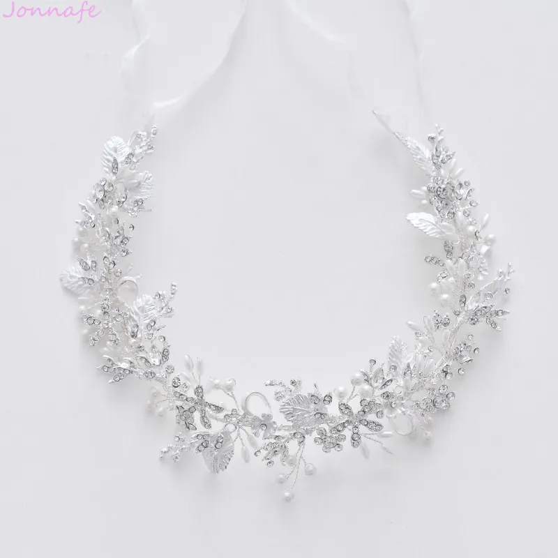 

Jonnafe Sparkling Crystal Headpiece For Bride Silver Color Wedding Tiara Crown Handmade Bridal Headband Hair Accessories