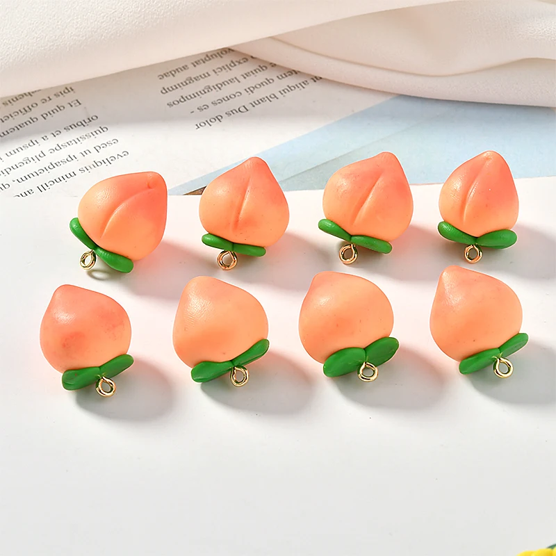 Newest Kawaii Polymer Clay resin Fruit Charms 20pcs/Lot Cute Peach Banana Shape DIy jewelry Earring Pendant necklace