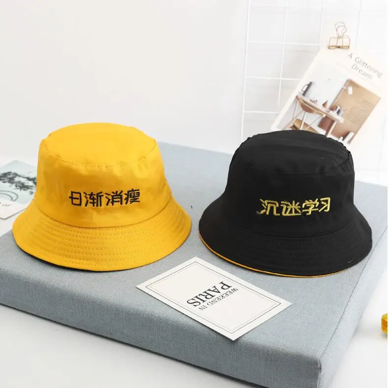 

2019 Reversible kids bucket hat Cute children kindergarten summer Bob Caps boys girls Sun Fishing panana Bucket Hat Chinese hat