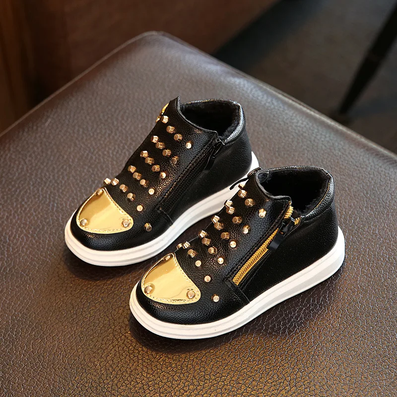 boys black and gold loafers