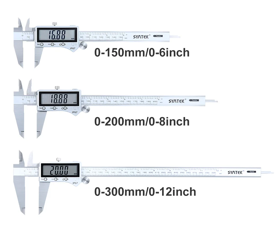 Syntek суппорт IP67 Водонепроницаемый Bluetooth цифровой точный штангенциркуль из нержавеющей стали штангенциркуль 150 200 300 мм 6 8 12 дюймов CE SGS