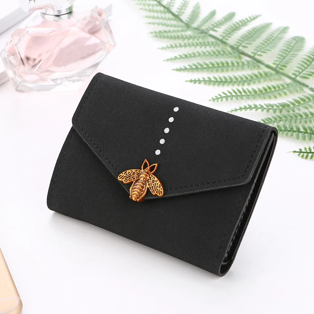 

Fashion Female Wallets 2018 Bee Hasp PU Leather Short Wallet Solid Coin Purse Card Holders Clutch Vintage Handbag Droship 10Aug6