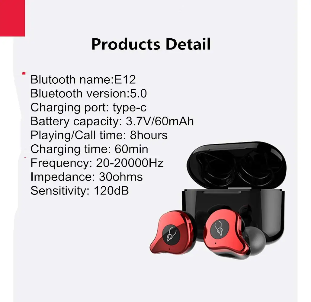 Okcsc e12 pro tws bluetooth 5.0 fones