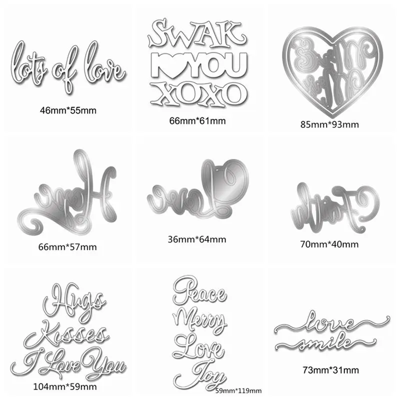 

LOVE SERIES Letter Handicraft Metal Cutting Die Scrapbooking Template DIY Photo Album Card Making Stencil Decoration Embossing