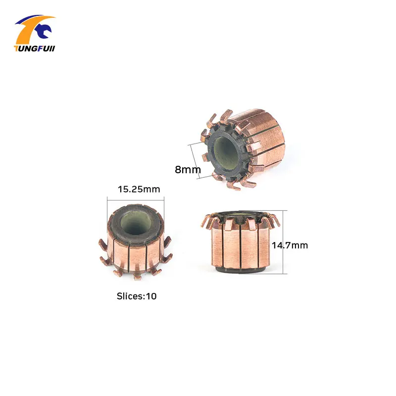

TUNGFULL 15.25x8x14.7mm 2Pcs Copper Rod Alternator Motor Collector Copper Tones Brass Micro-Drilled Engine Collector Tool