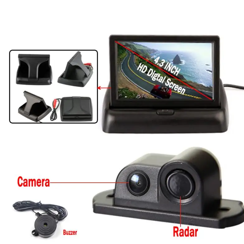 Car Styling Parking Sensor with 4.3'' Foldable Monitor Backup sensor de
