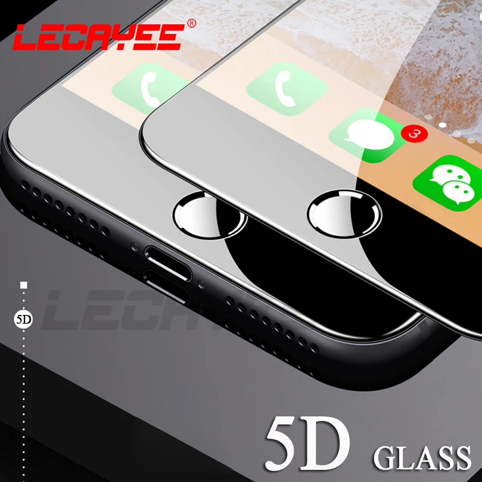 

5D Glass for iPhone 7 8 6s X Plus Curved Edge Full Cover Tempered Glass for iPhone X 8 7 6s Screen Protector 9H High Quality