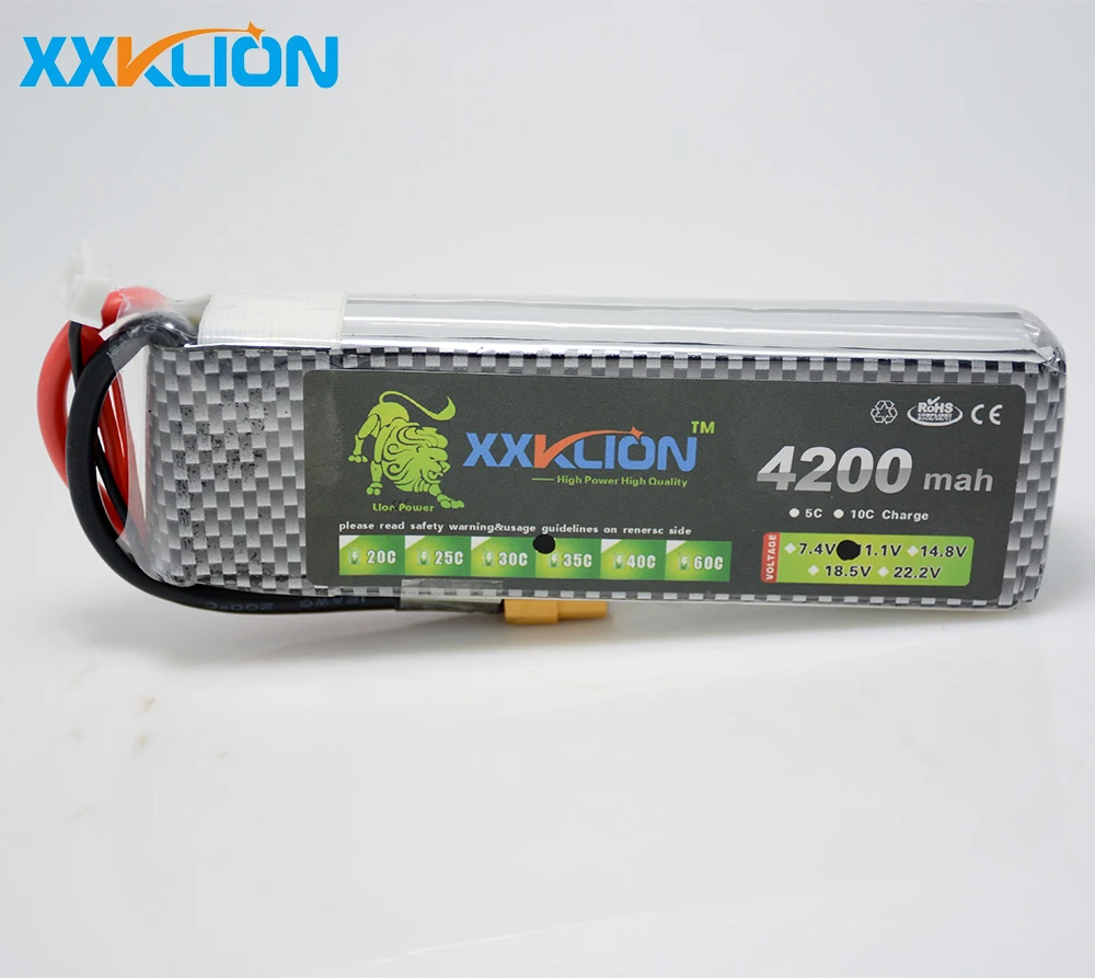 XXKLION 11.1V 4200mah 35C 3S Lipo Battery High Cap...