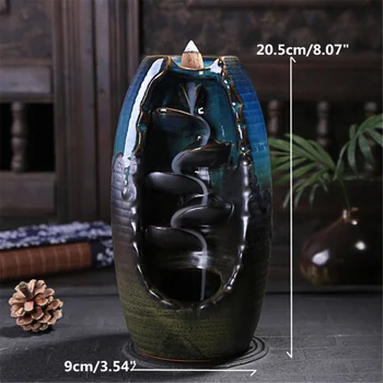 

1pc Ceramic Incense Burner Smoke Back-flow Censer Cone Holder Attractive Style