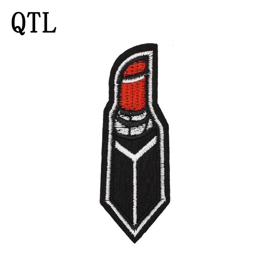 Diy patches for clothing iron embroidered Lipstick patch applique iron