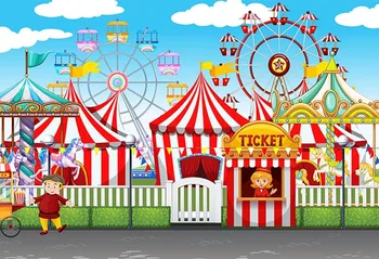 

Vinyl Circus Tent Theme Party Photo Background Children Amusement Park Photography Backdrops for Photo Booth Custom