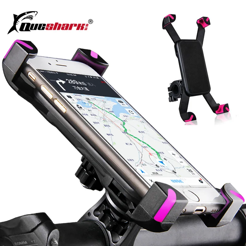 

Queshark Shockproof Universal 360 Degree Rotation Bicycle Motorcycle Handlebar Clip Stand Phone Holder For 3.5-6 inch Phone