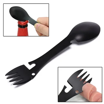 

Multifunctional camping equipment Cookware Spoon Fork Bottle Opener Portable Tool outdoor survival survival