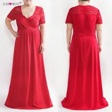 

Plus Size Evening Dresses With Short Sleeves Ever Pretty Elegant Red A Line V-Neck Long Formal Dress Robe De Soiree Longue 2018