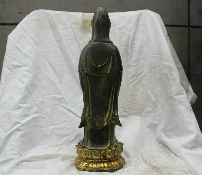 

14.4 Chinese Tibet Tibetan Buddhism Temple Bronze statue Goddess of Mercy Buddha